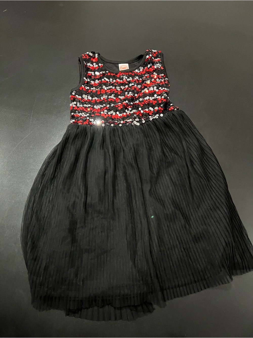 wonder nation Black Dress with Red & Silver Sequined Bodice